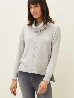 Knitwear^Phase Eight Abella Cowl Neck Jumper Grey