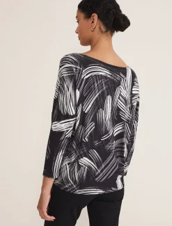 Knitwear^Phase Eight Adara Linear Zip Neck Print Jumper Black/Multi