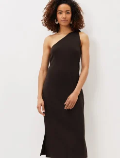 Dresses^Phase Eight Adelyn One Shoulder Maxi Dress Chocolate