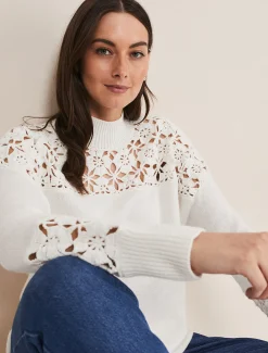 Knitwear^Phase Eight Adley Crochet Knit Winter White