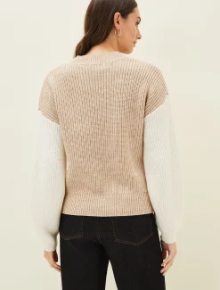 Knitwear^Phase Eight Adora Colourblock Chunky Jumper Oatmeal
