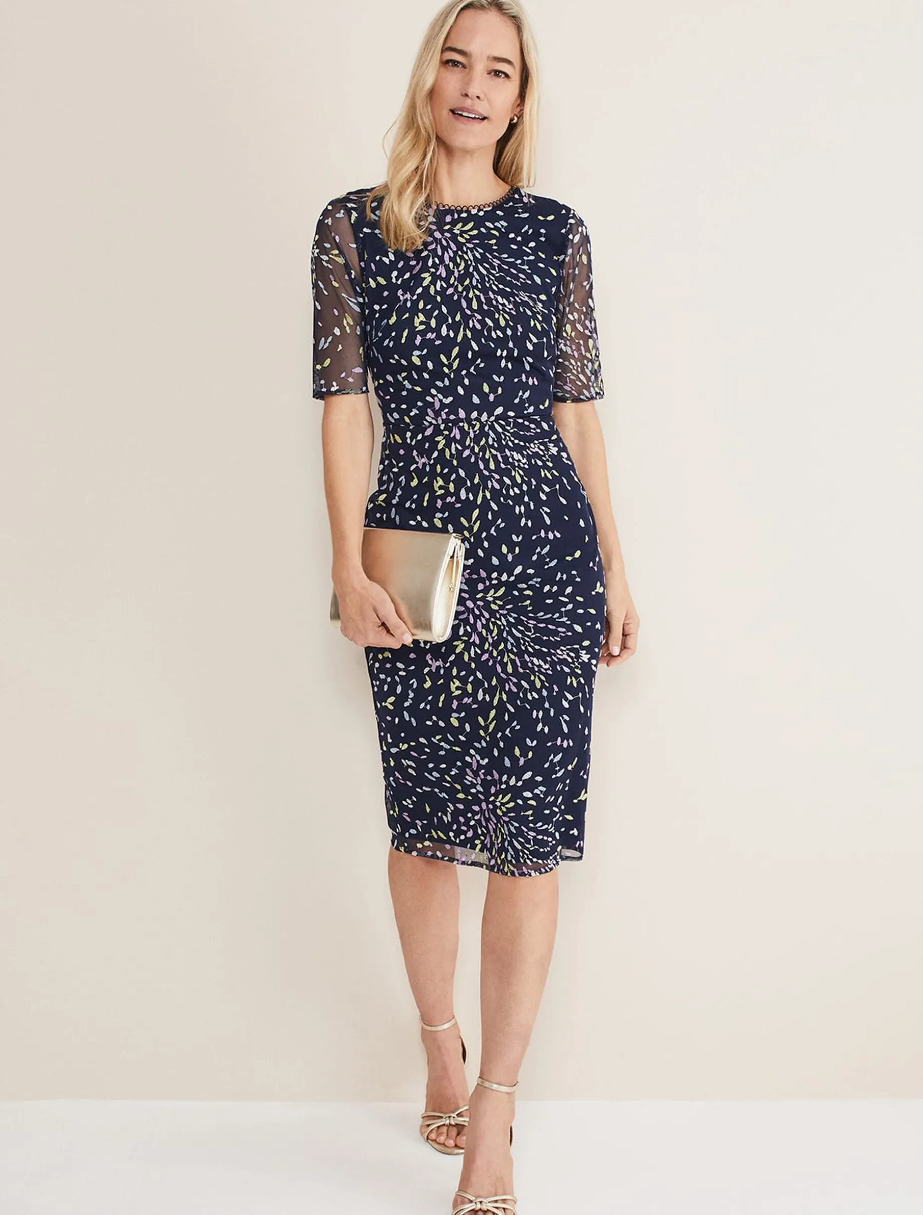 Dresses^Phase Eight Aileena Embroidered Dress Navy/Multi