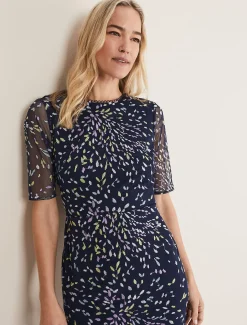 Dresses^Phase Eight Aileena Embroidered Dress Navy/Multi