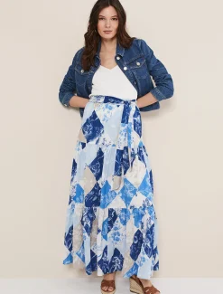 Skirts^Phase Eight Akia Patchwork Maxi Skirt Blue/Multi