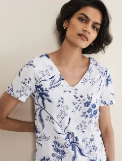 Tops & T-Shirts^Phase Eight Alice Floral Top Blue/White