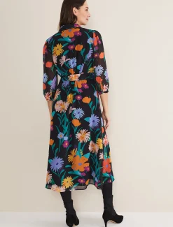 Dresses^Phase Eight Alta Floral Midaxi Dress Black/Multi