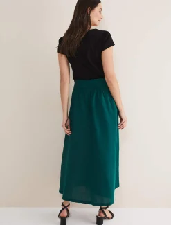 Skirts^Phase Eight Amorette Linen Belted Maxi Skirt Jade