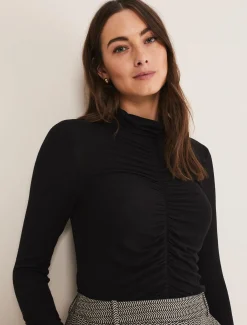 Tops & T-Shirts^Phase Eight Anabelle Ruched Top Charcoal