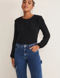 Tops & T-Shirts^Phase Eight Anda Frill Detail Bor Top Charcoal