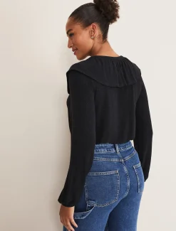 Tops & T-Shirts^Phase Eight Anda Frill Detail Bor Top Charcoal