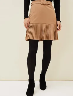 Skirts^Phase Eight Annabel Pleated Mini Skirt Camel