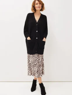 Knitwear^Phase Eight Annabella Ribbed Cocoon Cardigan Black