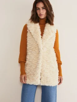 Coats^Phase Eight Annie Faux Fur Gilet Cream