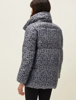 Coats^Phase Eight Anny Animal Print Puffer Coat Grey Multi