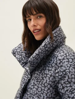 Coats^Phase Eight Anny Animal Print Puffer Coat Grey Multi