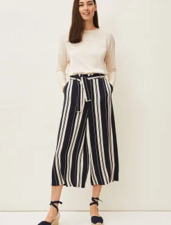 Trousers & Shorts^Phase Eight Arizona Striped Culotte Navy/Stone