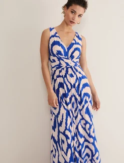 Dresses^Phase Eight Artemis Jersey Print Maxi Dress Azure Blue/Cream