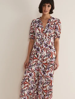 Dresses^Phase Eight Astrid Cropped Wide Leg Jumpsuit Ivory/Multi