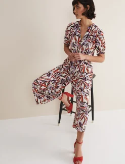 Dresses^Phase Eight Astrid Cropped Wide Leg Jumpsuit Ivory/Multi