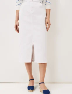 Skirts^Phase Eight Aubrey Denim Midi Skirt White