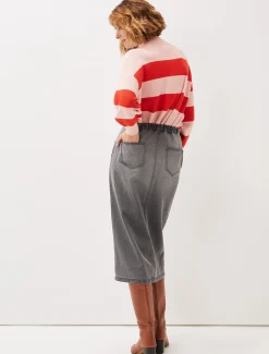 Skirts^Phase Eight Aubrey Denim Midi Skirt Grey