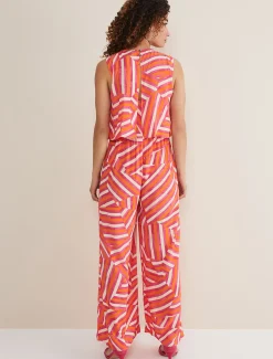 Dresses^Phase Eight Aubrey Striped Wide Leg Jumpsuit Pink/Orange