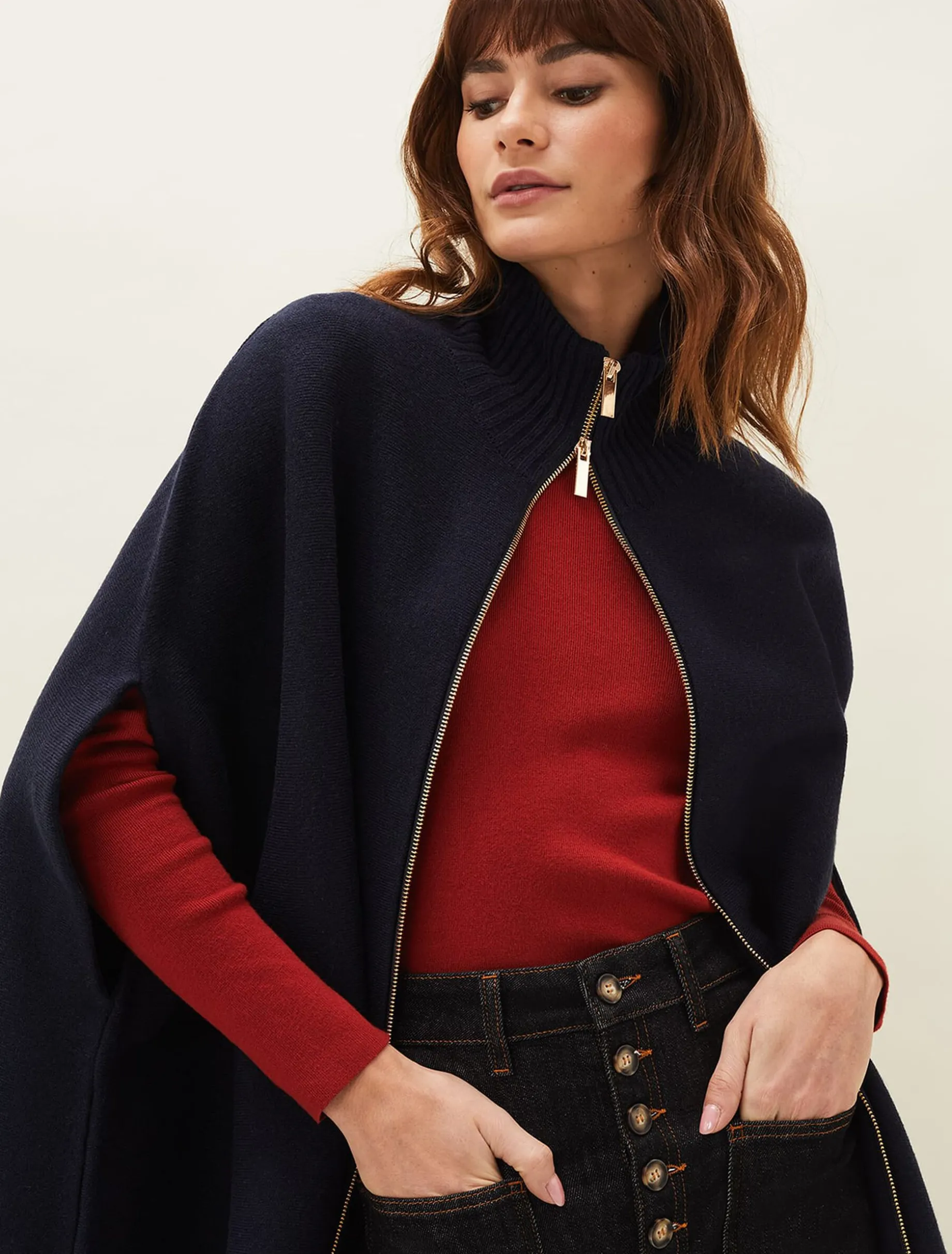Coats^Phase Eight Avan Double Ended Zip Cape Navy