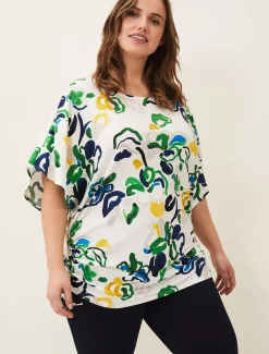 Tops & T-Shirts^Phase Eight Avery Abstract Print Top Ivory Multi