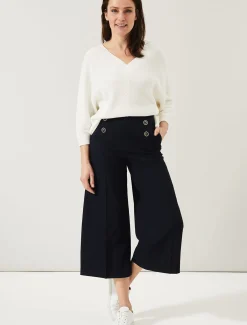 Trousers & Shorts^Phase Eight Beatrix Double Button Culotte Navy