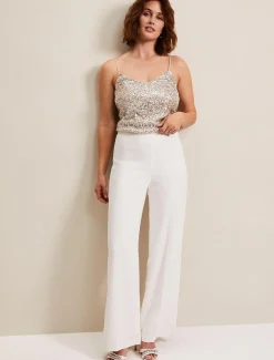 Trousers & Shorts^Phase Eight Beatriz Satin Wide Leg Bridal Trousers Ivory