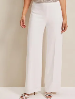 Trousers & Shorts^Phase Eight Beatriz Satin Wide Leg Bridal Trousers Ivory