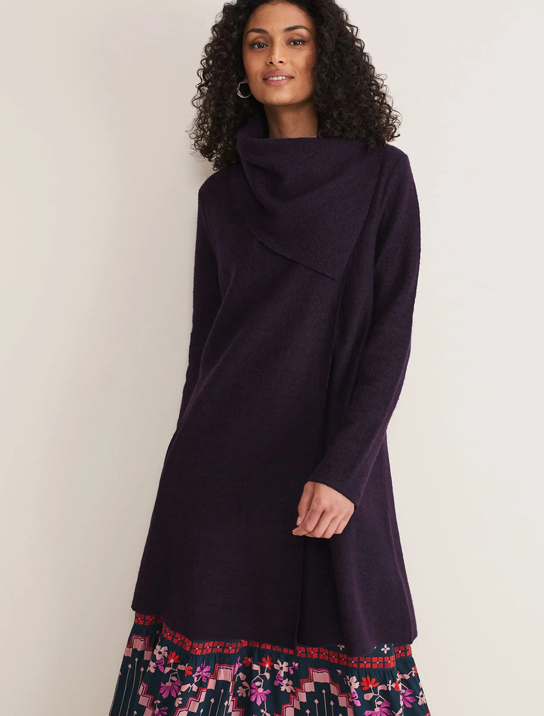 Coats^Phase Eight Bellona Knit Coat Blackcurrant
