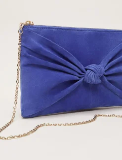 Bags^Phase Eight Blue Suede Clutch Bag Foxglove Blue
