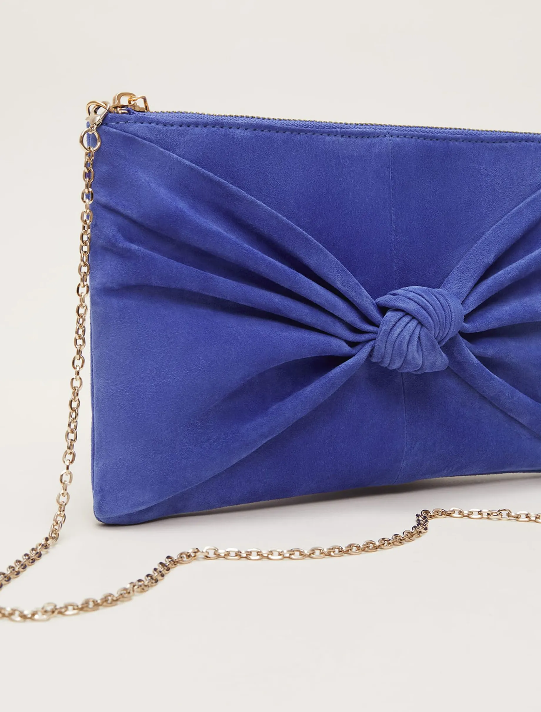 Bags^Phase Eight Blue Suede Clutch Bag Foxglove Blue