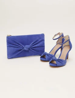 Bags^Phase Eight Blue Suede Clutch Bag Foxglove Blue