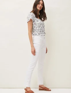 Trousers & Shorts^Phase Eight Bobbie Skinny Button Hem Jean White