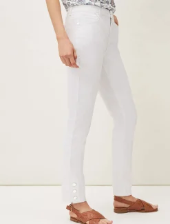 Trousers & Shorts^Phase Eight Bobbie Skinny Button Hem Jean White