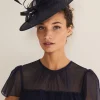 Fascinators & Hats^Phase Eight Bow And Feather Disc Fascinator Navy