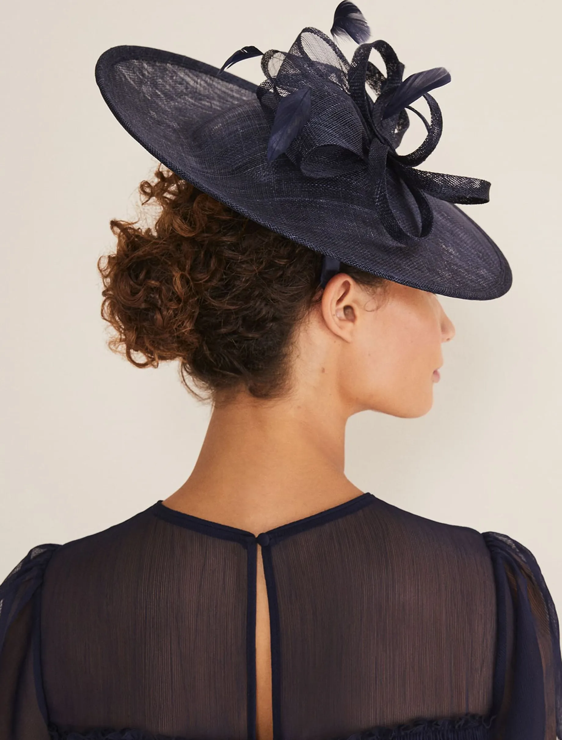Fascinators & Hats^Phase Eight Bow And Feather Disc Fascinator Navy
