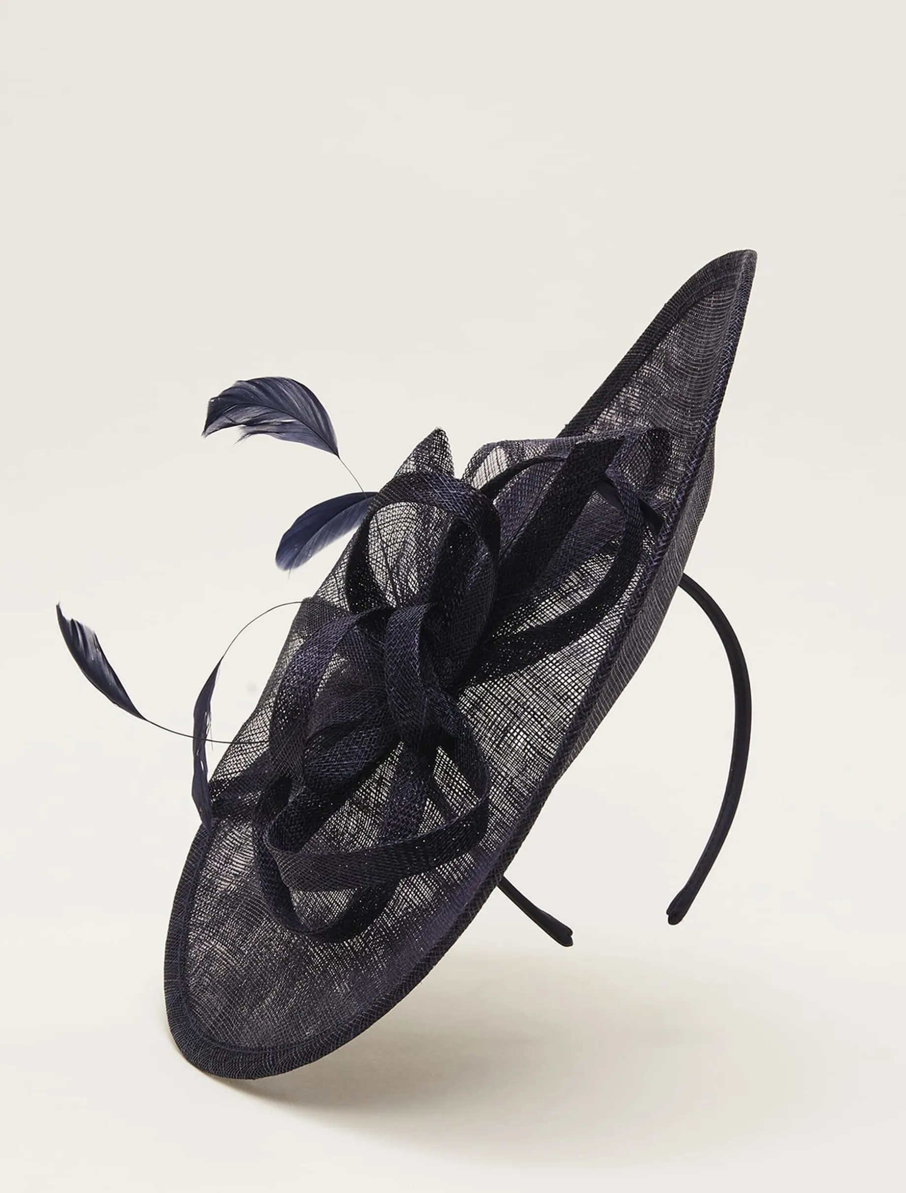 Fascinators & Hats^Phase Eight Bow And Feather Disc Fascinator Navy