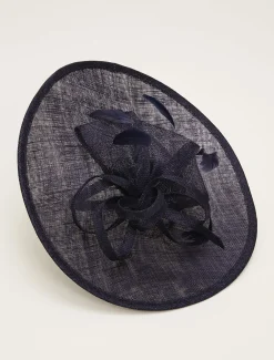 Fascinators & Hats^Phase Eight Bow And Feather Disc Fascinator Navy