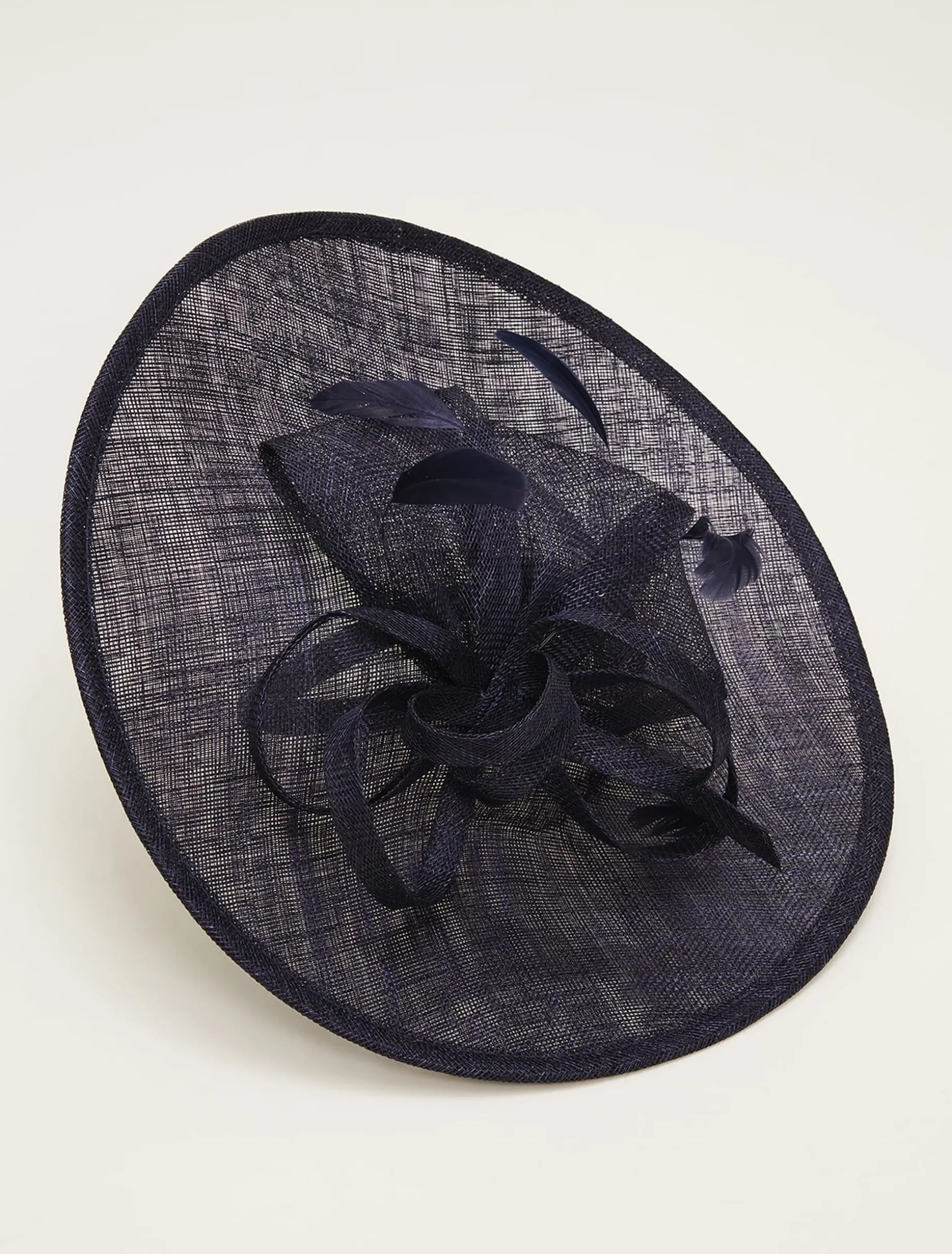 Fascinators & Hats^Phase Eight Bow And Feather Disc Fascinator Navy