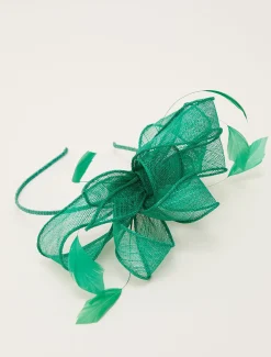 Fascinators & Hats^Phase Eight Bow And Feather Headband Grass Green