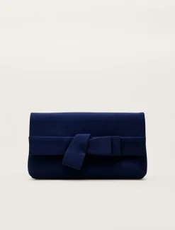 Bags^Phase Eight Bow Front Clutch Bag Deep Ocean