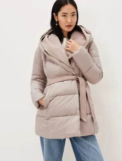 Coats^Phase Eight Brae Belted Puffer Knit Coat Mink