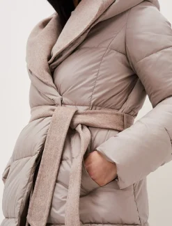 Coats^Phase Eight Brae Belted Puffer Knit Coat Mink