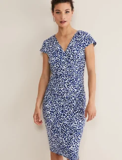 Dresses^Phase Eight Brooke Printed Wrap Dress Blue/Multi