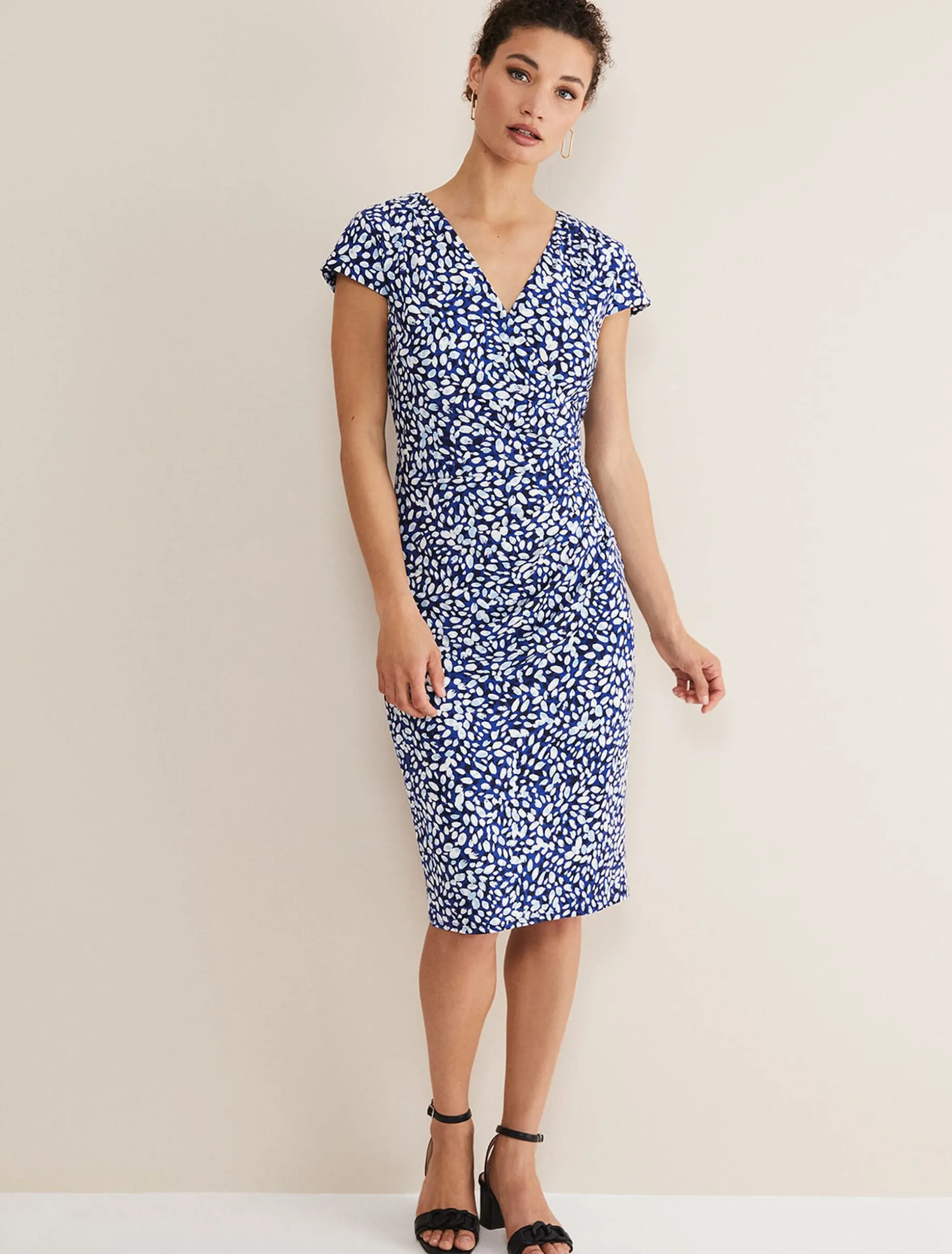 Dresses^Phase Eight Brooke Printed Wrap Dress Blue/Multi