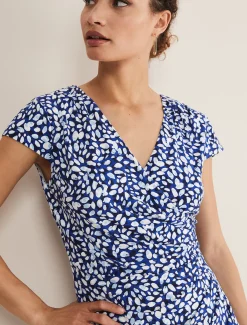 Dresses^Phase Eight Brooke Printed Wrap Dress Blue/Multi