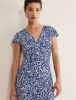 Dresses^Phase Eight Brooke Printed Wrap Dress Blue/Multi